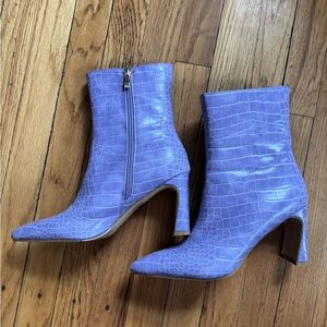 Billini Croc-Embossed Lavender Ankle Boots